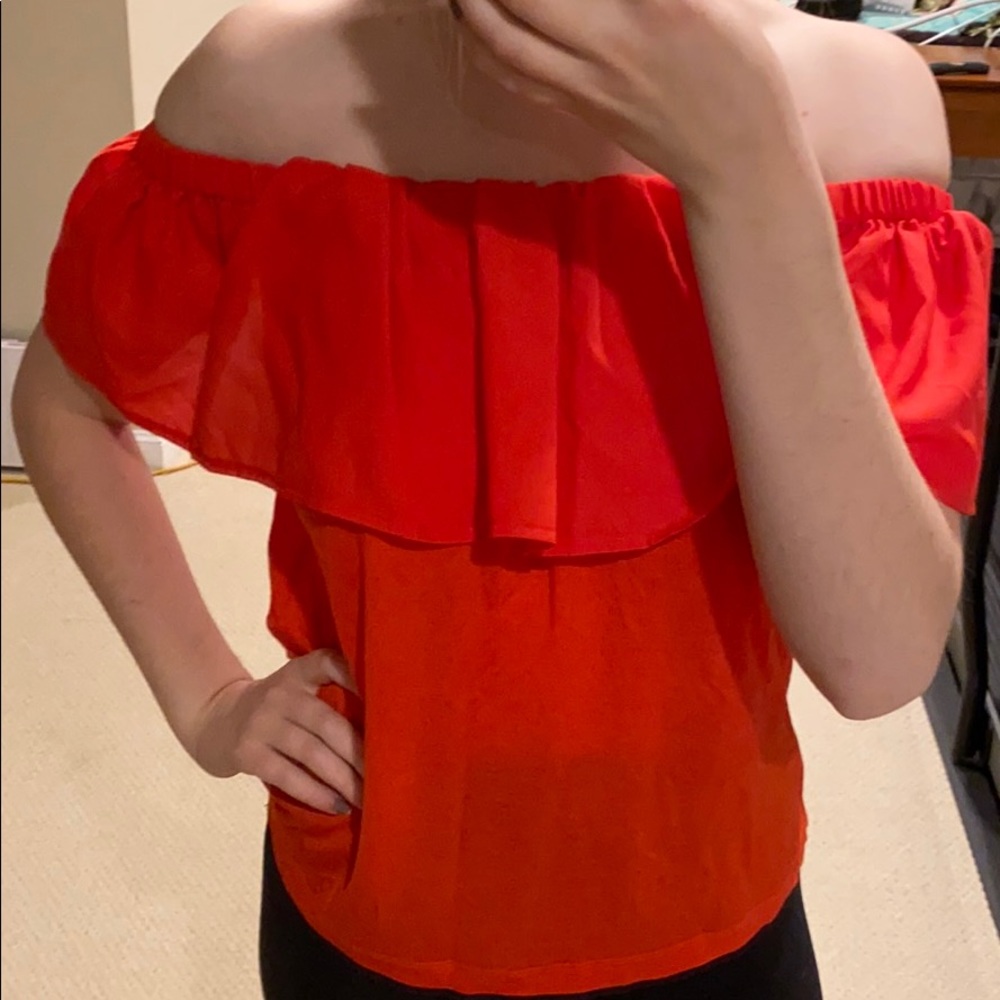 Red off the shoulder top